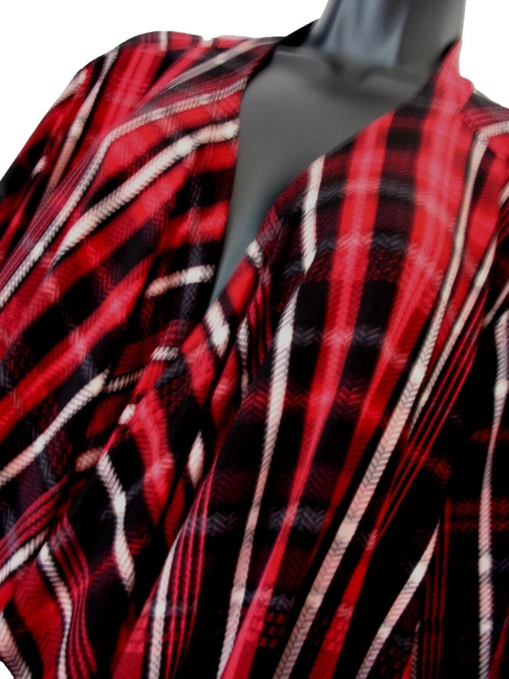 Avenue Women’s Kimono Duster Top 4X Boho/Plaid Fushia/Black - Picture 2 of 16